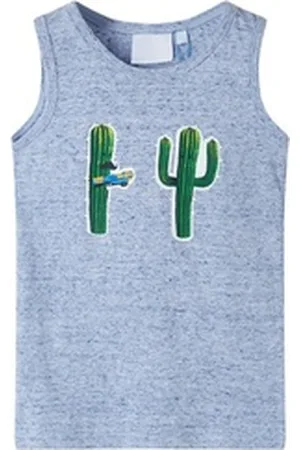 vidaXL Tanktop Kinder-Tanktop Blau Melange 128 blau 128 (7-8 J)