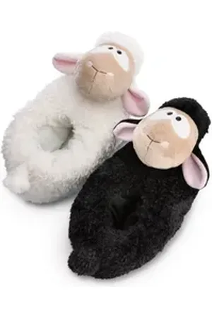 NICI SCHAF WOOL*Y GANG Plüsch Hausschuhe Pantoffel, ein Fuß schwarz, ein Fuß weiß schwarz|weiß 38-41 EU