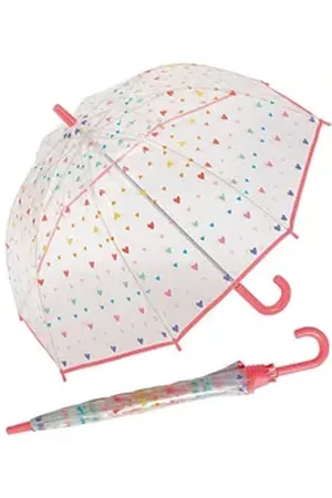 ESPRIT Stockregenschirm kleiner, leichter Transparentschirm für Kinder, mit niedlichem, bunten Herzen-Design für Mädchen bunt