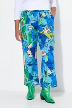Angel of Style Angel of Style Schlupfhose Hose gerades Bein Gesichter-Muster Elastikbund blau 56