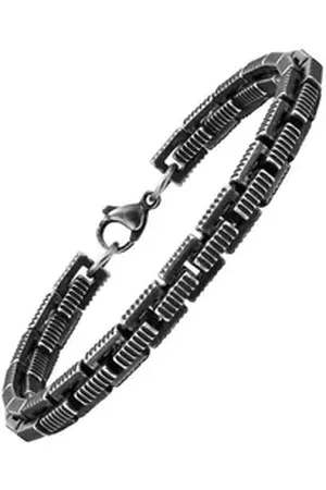 Karma Edelstahlarmband Exclusives Herrenarmband antikgrau Edelstahl (Armband Schmuck Geschenk), Armschmuck Herren Gliederarmband grau