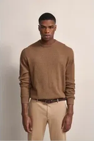 Bugatti Strickpullover mit Geflechtstruktur braun XXL