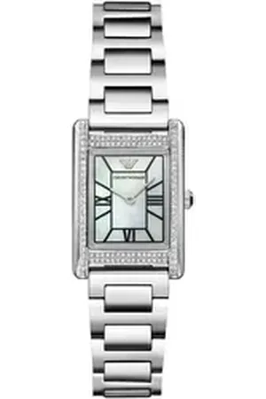 Emporio Armani Quarzuhr AR11625, Armbanduhr, Damenuhr, Edelstahlarmband, analog, Glassteine silberfarben