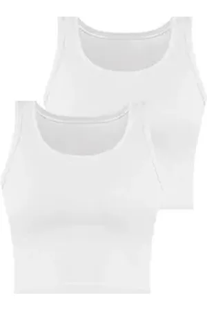 Janice Tanktop 2 x Damen crop Top Namlea Kurzes Tanktop aus Baumwolle schwarz|weiß XL/XXL