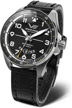 Vostok Automatikuhr Space Race Herrenuhr Schwarz Lederband 47 mm 325A745-L