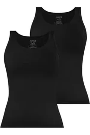 Janice Tanktop 2 x Damen Top Nazca Trägertop aus Baumwolle schwarz M/L