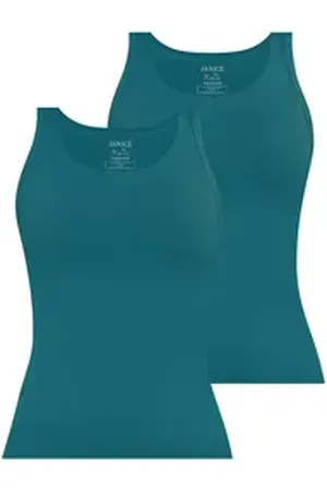 Janice Tanktop 2 x Damen Top Nazca Trägertop aus Baumwolle schwarz XL/XXL