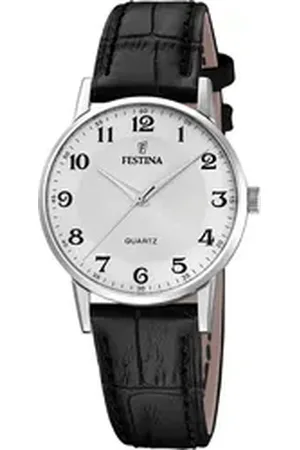 Festina Quarzuhr F20691/1, Armbanduhr, Damenuhr, Lederarmband, analog schwarz