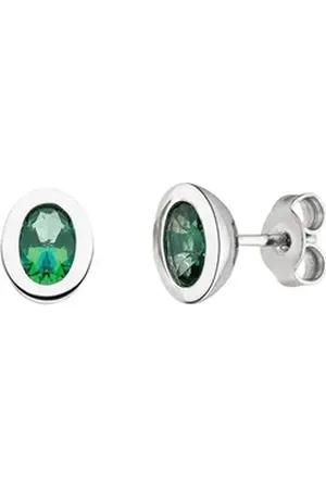 Viventy By Adler Paar Ohrstecker Silber Ohrstecker mit Grünem Stein silberfarben