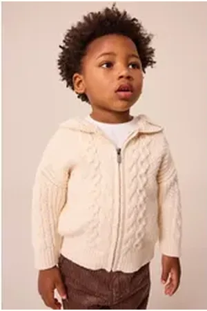 Next Strickjacke Strickjacke mit Zopfmuster und durchgehendem RV (1-tlg) beige 74-80 (9-12 Mon,)