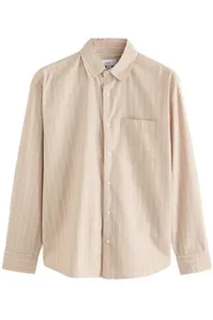 Next Langarmhemd Weiches Langarmhemd mit Streifen aus Baumwolle (1-tlg) beige XL