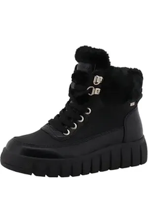 TOM TAILOR Winterboots, Keilabsatz, Winterstiefelette, Schnürboots, goldfarbene Ösen schwarz 31 EU