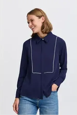B YOUNG Klassische Bluse BYIDALINE stylische Langarmbluse blau 36