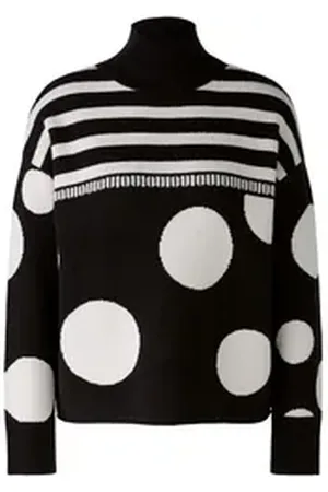Oui Rollkragenpullover Pullover Viskosemischung schwarz 34