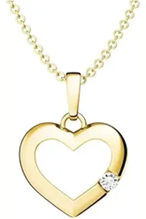 Amoonic Herzkette Halskette Damen Silber 925 Kette mit Herzanhänger und Zirkoniastein (inkl. Schmucketui), Echte Herz Silberkette Gold Rosegold vergoldet Geschenk Freundin goldfarben
