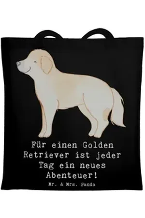 Mr. & Mrs. Panda Tragetasche Golden Retriever Abenteuer - Schwarz - Geschenk, Strandtasche, Hunder (1-tlg) schwarz