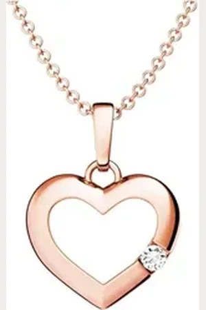 Amoonic Herzkette Halskette Damen Silber 925 Kette mit Herzanhänger und Zirkoniastein (inkl. Schmucketui), Echte Herz Silberkette Gold Rosegold vergoldet Geschenk Freundin rosa