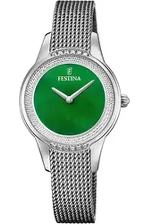 Festina Quarzuhr Mademoiselle F20494/7, Armbanduhr, Damenuhr, Edelstahlarmband, analog, Zirkonia (synth) silberfarben