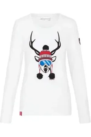 Almgwand Outdoorbluse Longsleeve Damen - DIPPELWANDALM - weiß/rot rot S