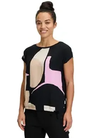 Betty & Co Kurzarmshirt Betty & Co Casual-Shirt mit Print (1-tlg) Druck schwarz S
