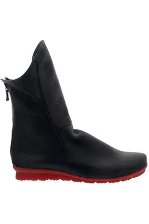 Arche Barkel, Cerf (Hirschleder) & naka, Noir / Rouge, Reißverschluss, Reißverschlussstiefel schwarz 38 EU