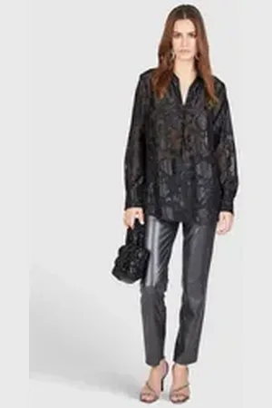 Marc Aurel Druckbluse aus Metallic-Jacquard schwarz 34