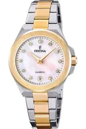 Festina Quarzuhr Mademoiselle F20702/1, Armbanduhr, Damenuhr, Edelstahlarmband, analog, Tag, Zirkonia (synth) silberfarben