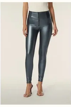 Freddy Jeggings WR.UP Eco Vegan Leder 7/8 High Waist Metallic Phantom Metalized schwarz L