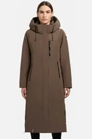 Khujo Wintermantel Lofi2-YM Langer Damen Winterparka mit Kapuze grau M (38)
