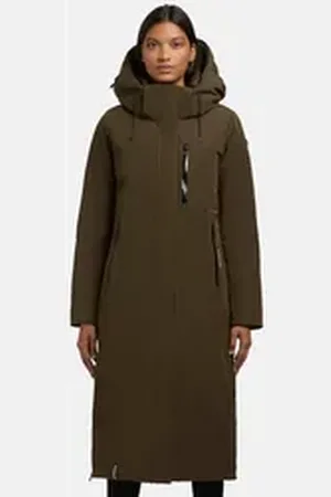 Khujo Wintermantel Lofi2-YM Langer Damen Winterparka mit Kapuze grün S (36)