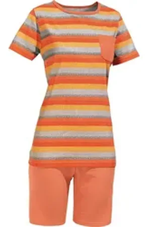 Erwin Müller Pyjama Damen-Shorty (2 tlg) Single-Jersey gemustert orange 42