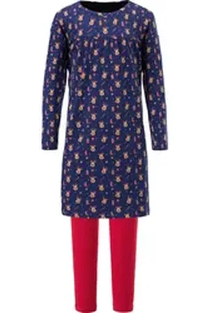 Erwin Müller Schlafanzug Kinder-Nachthemd mit Leggings Single-Jersey Tiermotive: Nachthemd Rentier blau 98/104