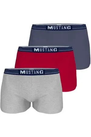 Mustang Retro Boxer TYLER SPORT Retro-Pants Herren Unterhose Boxershorts (Set, 3-St., 3er-Pack) enge Passform, perfekter Sitz, elastischer Bund, maximaler Komfort blau|grau|rot M