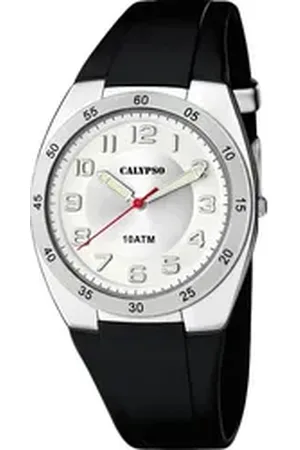 Calypso Quarzuhr Herrenuhr K5753-4 Weiss Kunststoffband Schwarz 40 mm
