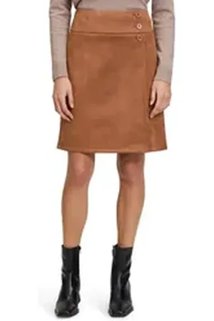 Betty Barclay Minirock Wickelrock mit Knöpfen Material braun 42