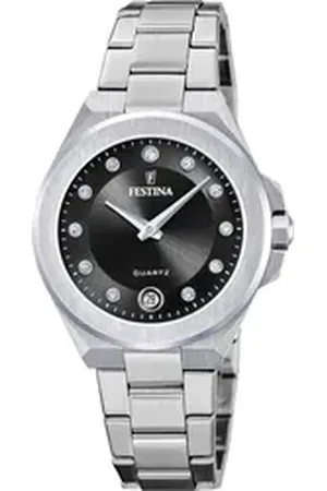 Festina Quarzuhr Mademoiselle F20700/6, Armbanduhr, Damenuhr, Edelstahlarmband, analog, Tag, Zirkonia (synth) silberfarben