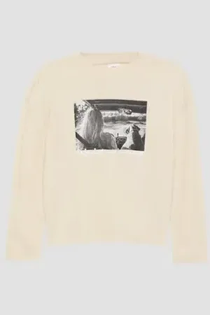 QS by s.Oliver Langarmshirt Longsleeve mit Fotoprint im Relaxed Fit beige 170/176