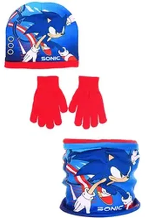Sonic The Hedgehog Beanie SEGA (3-St) Jungen Winter-Set: Mütze, Schlauchschal & Handschuhe rot 52 cm