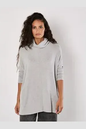 Apricot Rollkragenshirt Oversized Top, mit weitem Rollkagen grau L (40)