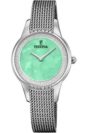 Festina Quarzuhr Mademoiselle F20494/6, Armbanduhr, Damenuhr, Edelstahlarmband, analog, Zirkonia (synth) silberfarben