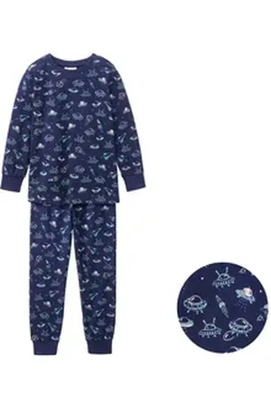 People Wear Organic Pyjama mit Motiv aus Bio-Baumwolle blau 122/128