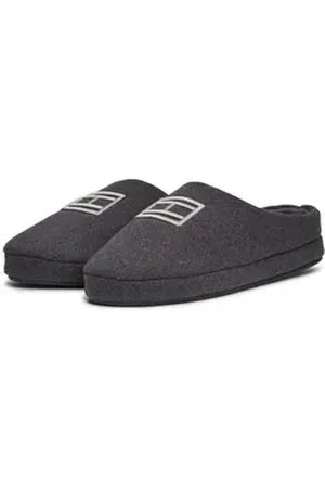 Tommy Hilfiger FLAG WARM FELT HOUSE SHOE Pantoffel, Casualmode, Schlappen, Hausschuh, Schlupfschuh mit TH-Stickerei grau 39-40 EU