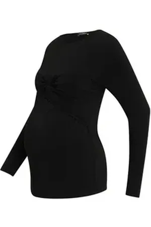 Attesa Langarmshirt (1-tlg) Drapiert/gerafft schwarz M