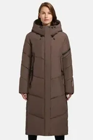 Khujo Steppmantel Sonje6 Gesteppter, extralanger Damen Wintermantel braun L (40)