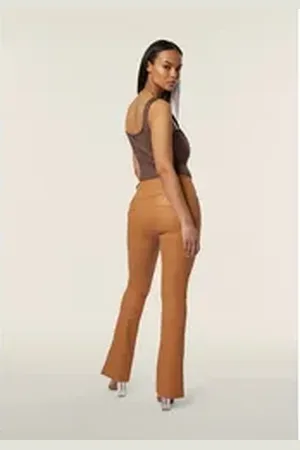 Freddy Jeggings WR.UP Eco Vegan Leder Bootcut Regular Waist Braun braun S