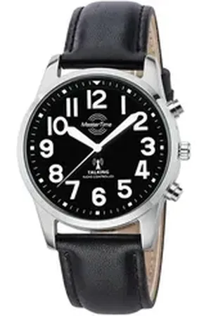 Master Time Funkuhr Sprechende mit Lederband schwarz