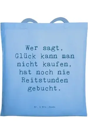 Mr. & Mrs. Panda Tragetasche Spruch Wer sagt, Glück kann man nicht kaufen, hat noch nie Reitstunde (1-tlg) blau