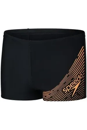 Speedo Badehose Aquashorts Medley Logo orange|schwarz 140