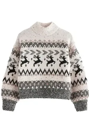 Next Strickjacke Weihnachtspullover mit Norwegermuster (1-tlg) beige 146 (11 J.)