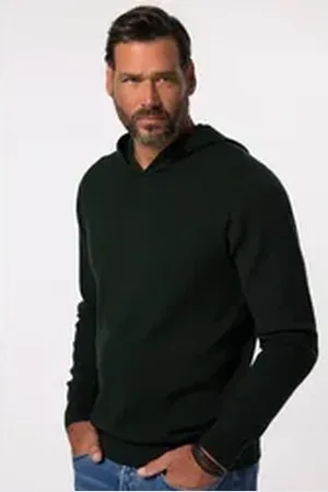 JP 1880 Rundhalspullover JP 1880 Hoodie Strick CashmereTouch Kapuze grün 7XL